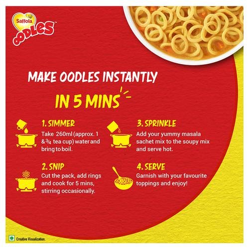 Saffola Oodles Instant Noodles - No Maida, Yummy, Masala Flavour, 53 g (Pack of 4) - Image 4