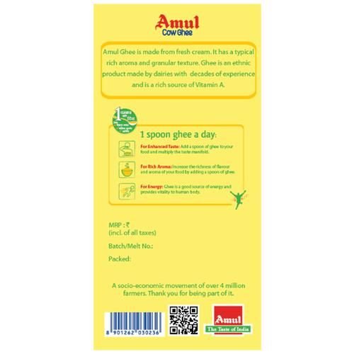 Amul Cow Ghee, 500 ml. Pouch - Image 2