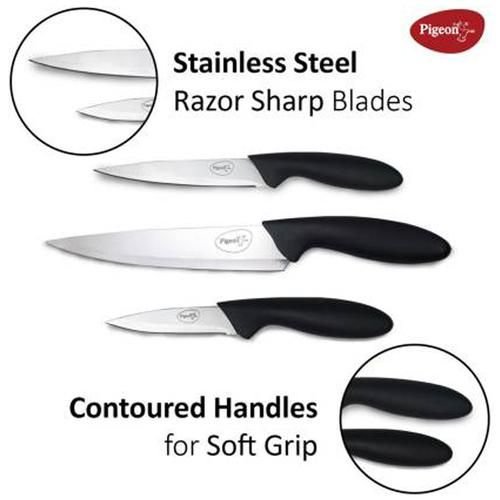 Pigeon by Stovekraft Stainless Steel Kitchen Knife Set - Sturdy, Assorted, 3 pcs - Image 3