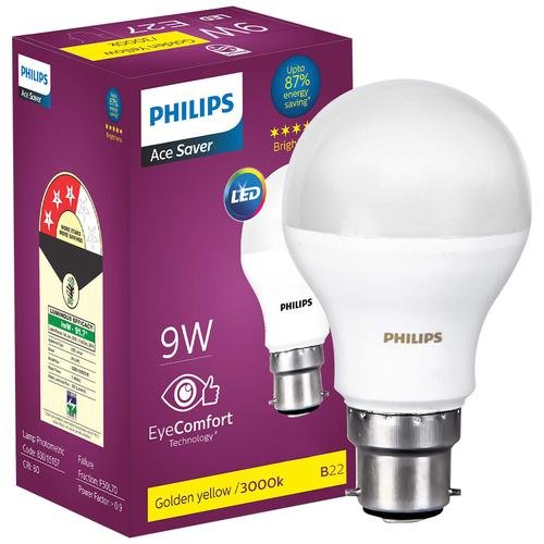 Philips Ace Saver LED Bulb 9w B22 – Warm White/Golden Yellow, 1 pc