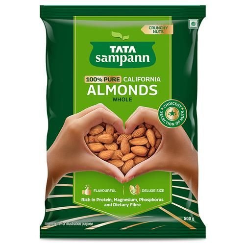 Tata Sampann 100% Pure California Almonds – Whole, Flavourful, Deluxe Size, 500 grm
