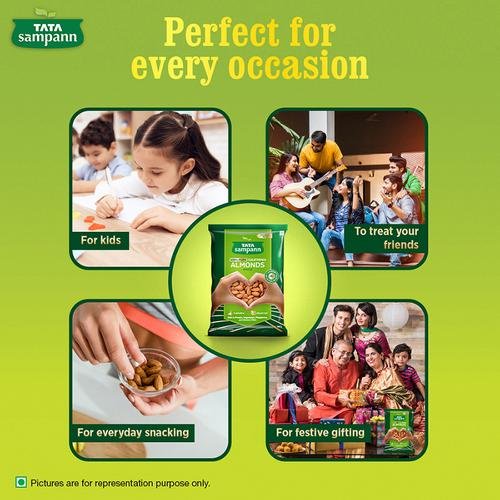 Tata Sampann 100% Pure California Almonds - Whole, Flavourful, Deluxe Size, 500 grm - Image 4