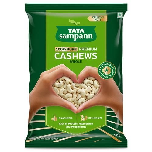 Tata Sampann 100% Pure Premium Cashews – Whole, Flavourful, Deluxe Size, 500 grm